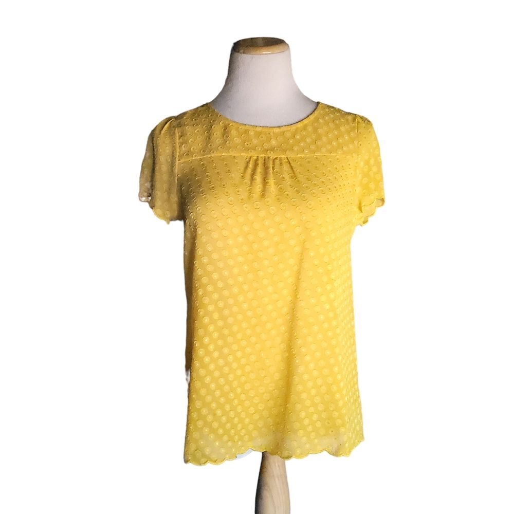 MAEVE Anthropologie Keme Dotted scalloped short sleeve top Womens 6